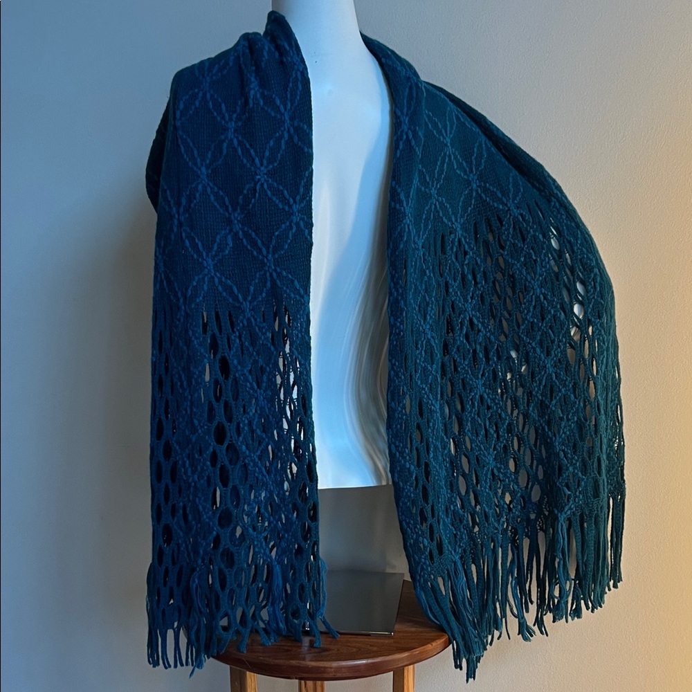 Hand Crafted knit Teal Scarf